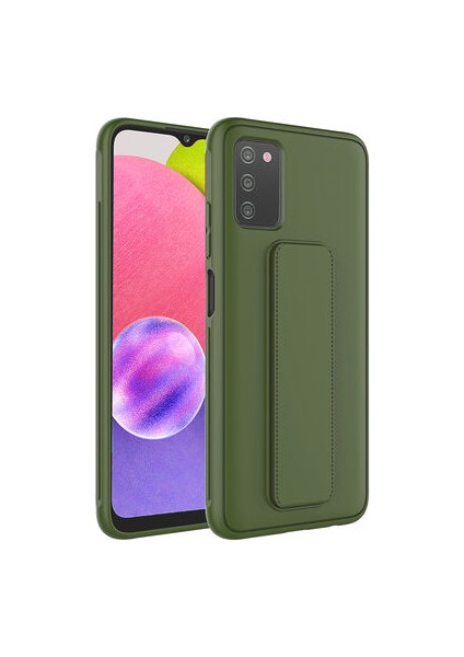 Samsung Galaxy A03S Kılıf Şık ve Stantlı Qstand Premium Kapak