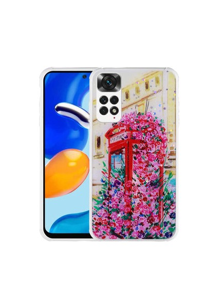 RedmiNote 11 Global Kılıf Simli Desenli Kamera Korumalı Parlak Popy Kapak