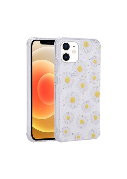 iPhone 12 Kılıf Simli Desenli Kamera Korumalı Parlak Popy Kapak