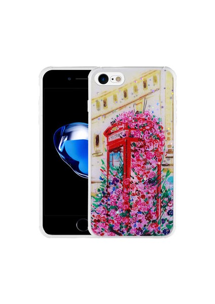 iPhone SE 2020 Kılıf Simli Desenli Kamera Korumalı Parlak Popy Kapak