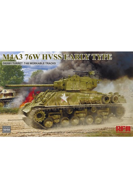 5058 1/35 Ölçek M4A3 76W Hvss Erken Dönem, D82081 Namlu, T-66 Paletli Tankı Plastik Model Kiti
