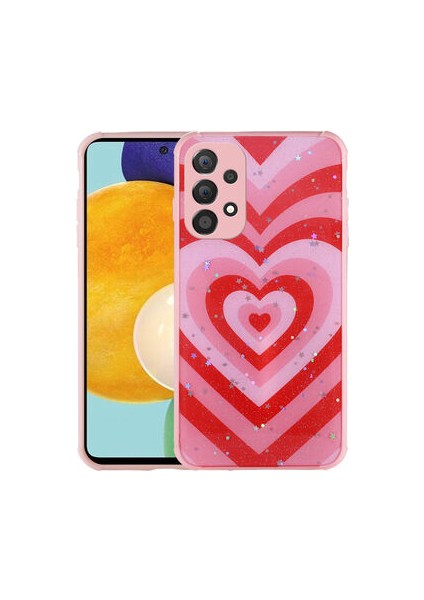 Samsung Galaxy A23 Kılıf Simli Desenli Kamera Korumalı Parlak Popy Kapak