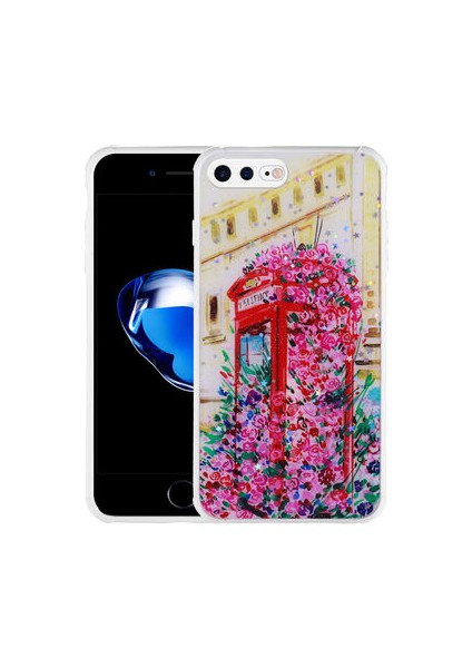 iPhone 7 Plus Kılıf Simli Desenli Kamera Korumalı Parlak Popy Kapak
