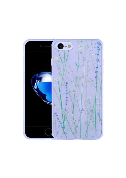 iPhone Se 2020 Kılıf Simli Desenli Kamera Korumalı Parlak Popy Kapak