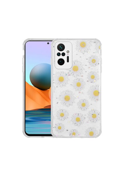 Redminote 10 Pro Kılıf Simli Desenli Kamera Korumalı Parlak Popy Kapak
