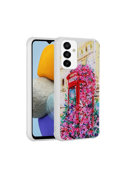 Samsung Galaxy M23 Kılıf Simli Desenli Kamera Korumalı Parlak Popy Kapak