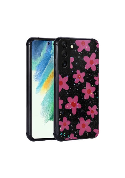 Samsung Galaxy S21 Fe Kılıf Simli Desenli Kamera Korumalı Parlak Popy Kapak