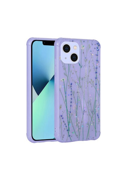 iPhone 13 Kılıf Simli Desenli Kamera Korumalı Parlak Popy Kapak