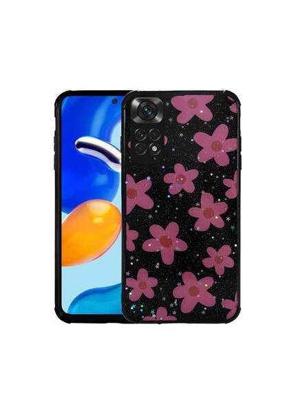 Redminote 11S Global Kılıf Simli Desenli Kamera Korumalı Parlak Popy Kapak