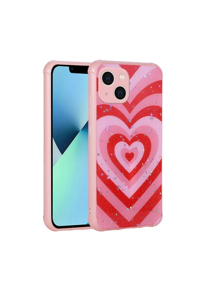 iPhone 13 Kılıf Simli Desenli Kamera Korumalı Parlak Popy Kapak