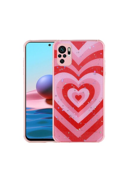 Redminote 10 Kılıf Simli Desenli Kamera Korumalı Parlak Popy Kapak