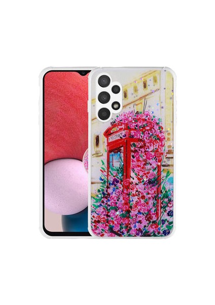 Samsung Galaxy A13 4G Kılıf Simli Desenli Kamera Korumalı Parlak Popy Kapak