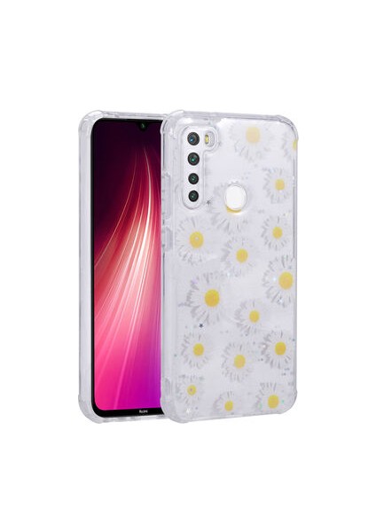 RedmiNote 8 Kılıf Simli Desenli Kamera Korumalı Parlak Popy Kapak
