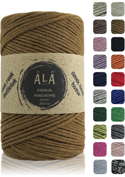 Pamuk Makrome Ipi 2mm Cotton Zincir Makrome Çanta Ipi Supla Ipi Koton Ip 250 Gram Taba