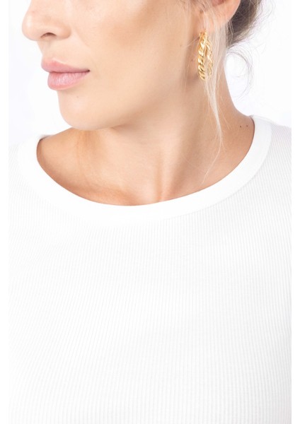 Kadın Fitilli Crop Bluz - Ekru fiyatları