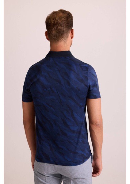 Erkek Parlament Polo Yaka Kamuflaj Desen T-Shirt