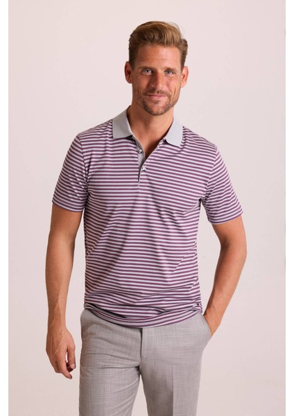 Erkek Gri Çizgili Polo Yaka T-Shirt fiyatları