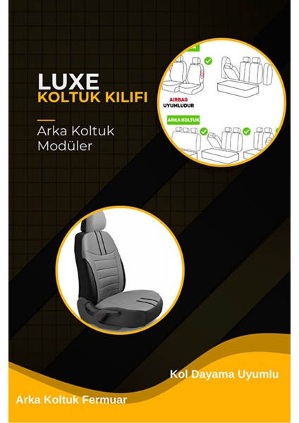 Wolkswagen Jetta Tridline Sedan 2012-2020 Aracınıza Uyumlu Koltuk Kılıfı Luxe Deri Füme
