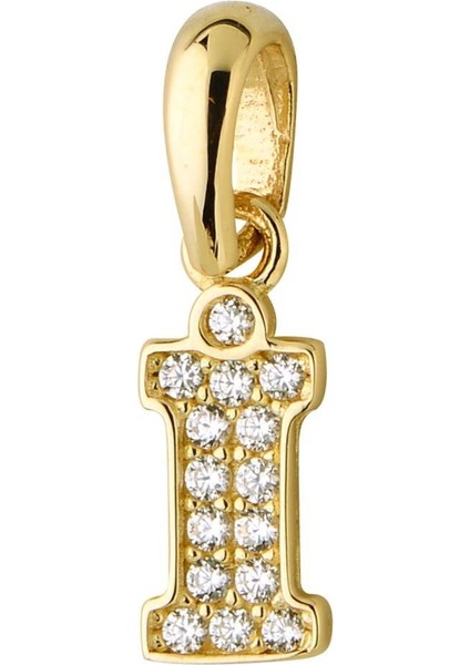 14 Ayar Altın I Harfi Taşlı Kolye Ucu 0,45 gr