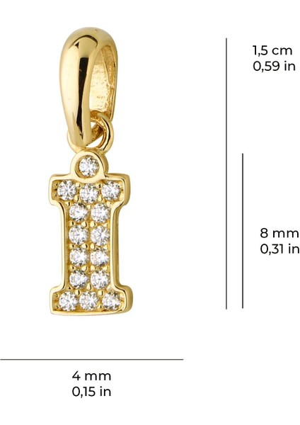 14 Ayar Altın I Harfi Taşlı Kolye Ucu 0,45 gr indirimleri