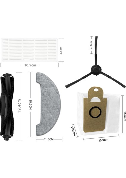 Wiami Fx-11 Plus Uyumlu Robot Süpürge 5'li Yedek Parça Seti Fırça Filtre Aksesuar