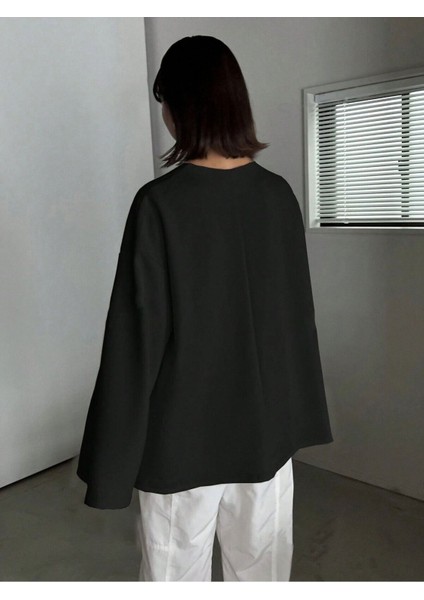 Kadın Siyah Ispanyol Kol Bol Kalıp Fermuarlı Modest Bluz fiyatları