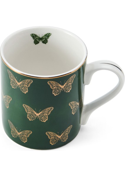 Mkcanbflıes Fine China 280ML Düz Taraflı Kupa Kelebekler