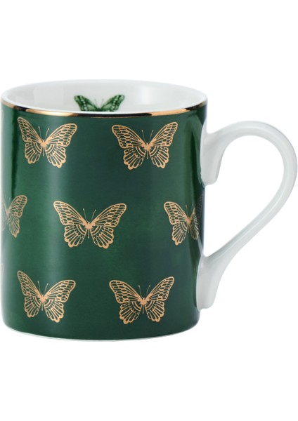 Mkcanbflıes Fine China 280ML Düz Taraflı Kupa Kelebekler