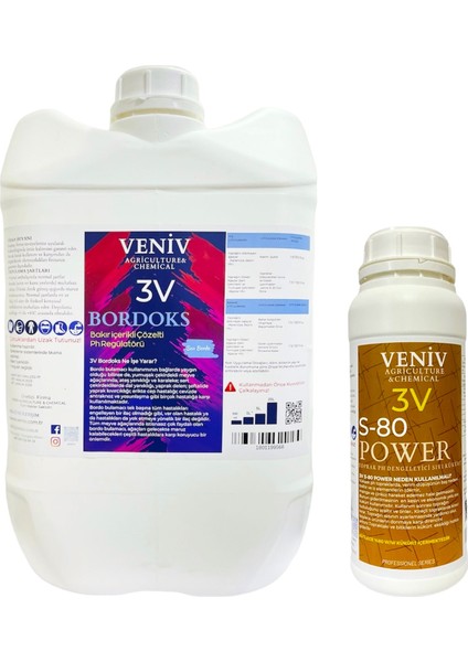 3V Bordoks Hazır Bordo Bakır ve Kireç İçerikli 20L + 3V Power Kükürt 1 Lt