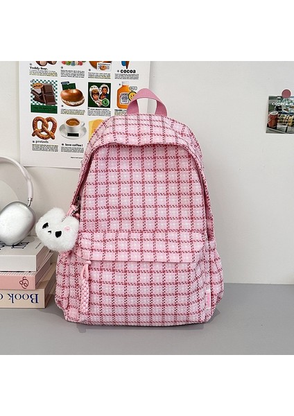 Lise Öğrencisi Ekose Okul Çantası Kadın Üniversite Öğrencisi Sırt Çantası Büyük Kapasiteli Rahat Seyahat Sırt Çantası (Yurt Dışından)