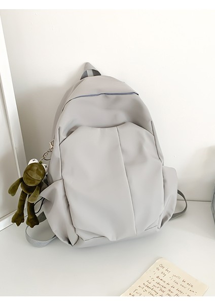 Basit Düz Renkli Bilgisayar Sırt Çantası Kolej Lise Çantası Orman Büyük Kapasiteli Sırt Çantası (Yurt Dışından)