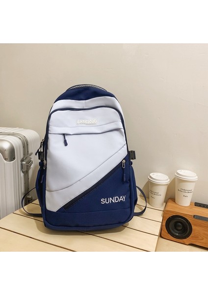 Okul Çantası Kadın Ortaokul ve Lise Öğrencisi Büyük Kapasiteli Sırt Çantası Üniversite Öğrencisi Amerikan Retro Seyahat Sırt Çantası (Yurt Dışından)