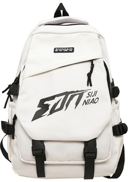 Naylon Sırt Çantası Erkek Basit ve Çok Yönlü Büyük Kapasiteli Seyahat Sırt Çantası Kadın Ortaokul Öğrencisi Lise Öğrencisi Okul Çantası Erkek (Yurt Dışından)