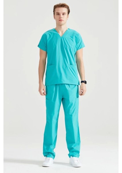 Cerrahi Tek Üst Benetton Yeşili Terikoton Ince Kumaş Dr Greys Kesim