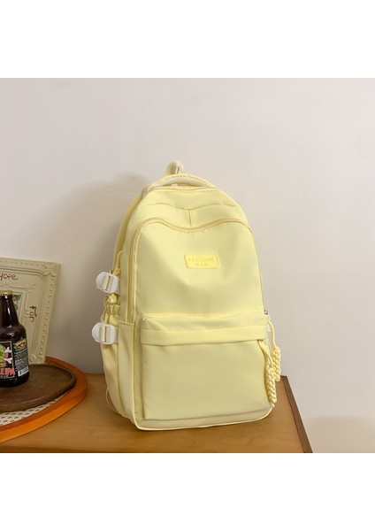 Büyük Kapasiteli Okul Çantası Kadın Ortaokul Öğrencisi Kolej Tarzı Sırt Çantası Düz Renk Üniversite Öğrencisi Basit Çok Yönlü Sırt Çantası (Yurt Dışından)