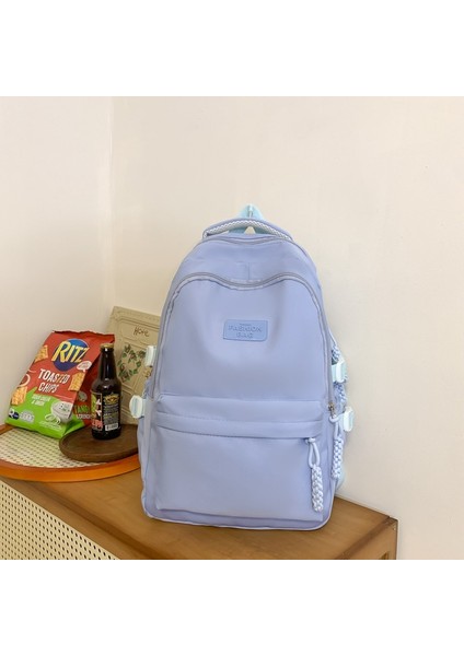 Büyük Kapasiteli Okul Çantası Kadın Ortaokul Öğrencisi Kolej Tarzı Sırt Çantası Düz Renk Üniversite Öğrencisi Basit Çok Yönlü Sırt Çantası (Yurt Dışından)
