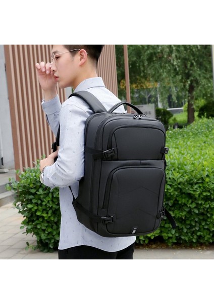 Gri Bilgisayar Sırt Çantası Iş Büyük Kapasiteli Erkek Çanta Seyahat Okul Çantası Naylon Kumaş Çift Kullanımlı (Yurt Dışından) fırsatları
