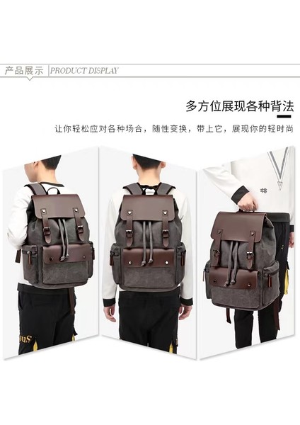 3 5A Kanvas Eğlence Çantası Çift Omuz Bilgisayar Çantası Erkek ve Kadın Öğrenci Okul Sırt Çantası (Yurt Dışından) fırsatları