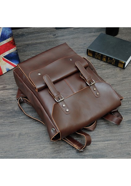M685-COFFEE Marrant Vintage Dizüstü Deri Sırt Çantaları Okul Çantaları Genç Öğrenciler Çantaları Erkekler Için Sırt Çantası Deri Sırt Çantası Erkekler (Yurt Dışından) indirimleri