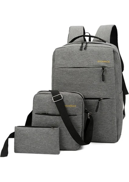 1 Erkek Sırt Çantası USB Şarj Erkek Çantası Rahat Çok Fonksiyonlu Sırt Çantaları Erkek Okul Çantaları 3 Takım Sırt Çantaları (Yurt Dışından)