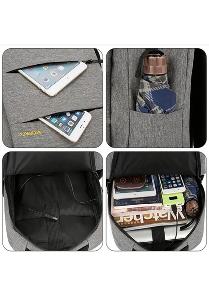 1 Erkek Sırt Çantası USB Şarj Erkek Çantası Rahat Çok Fonksiyonlu Sırt Çantaları Erkek Okul Çantaları 3 Takım Sırt Çantaları (Yurt Dışından) indirimleri