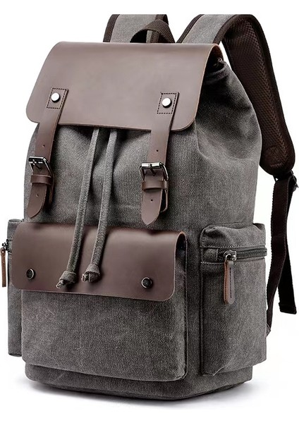 5 Jnkg 5A Retro Erkek Büyük Kapasiteli Kanvas Çanta Eğlence Iş Seyahat Çantası Bilgisayar Sırt Çantası (Yurt Dışından)