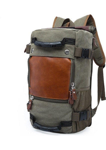 Ordu Yeşil Sıcak Satış Büyük Kapasiteli 3 Yollu Sırt Çantası Kanvas Erkek Açık Yürüyüş Seyahat Kamp Sırt Çantası Vintage Özel Kanvas Sırt Çantası (Yurt Dışından)