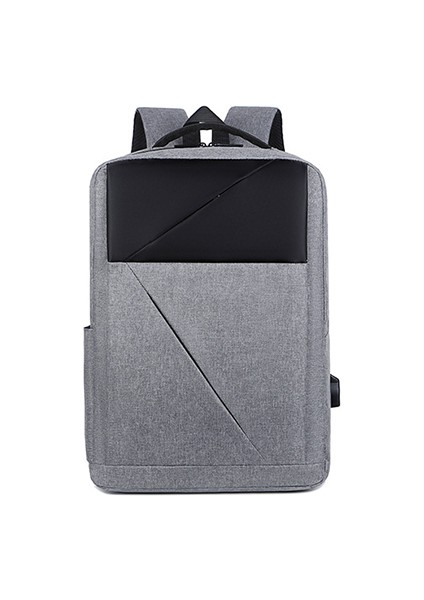 Gri Fabrika Doğrudan Tedarik Özelleştirilmiş Su Geçirmez Kumaş Kadın ve Erkek Laptop Sırt Çantası USB Şarjlı Rahat Sırt Çantası (Yurt Dışından)