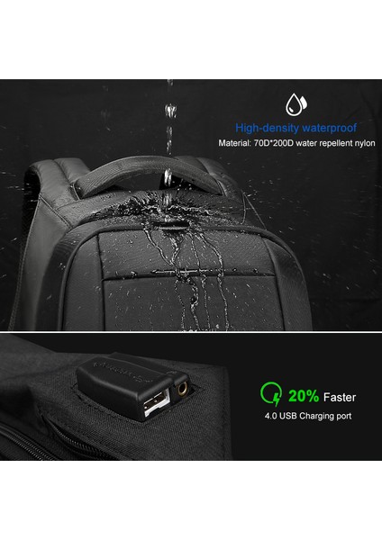 Açık Gri Tigernu T-B3599 USB Mochilas Su Geçirmez Açık Seyahat Sırt Çantaları Mochilas Para Hombre Dizüstü Sırt Çantaları Erkek Moda Sırt Çantaları (Yurt Dışından)