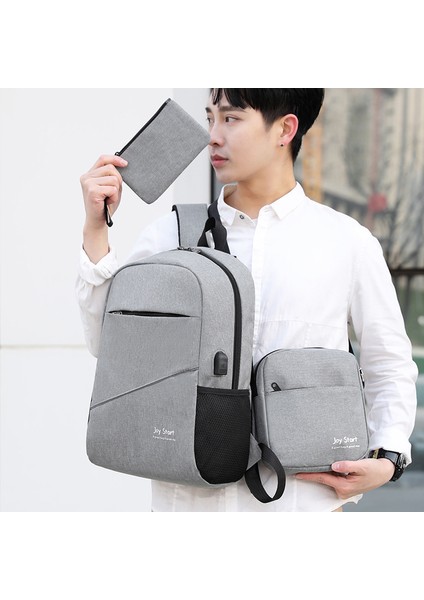 Backpack_-7 Yeni Sırt Çantası Erkek Iş Bilgisayarı Sırt Çantası Eğlence Okul Çantası 3 Parça Set Kore Versiyonu Kadın Açık Seyahat Çantası (Yurt Dışından) indirimleri