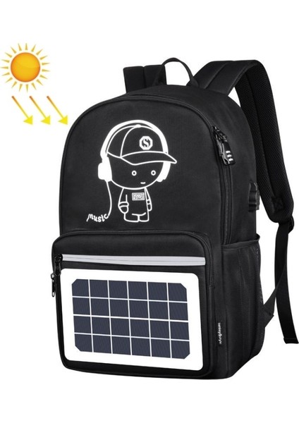 Siyah 48X29X17 cm Açık Dağcılık Güneş USB Şarj Smar Anti Hırsızlık Su Geçirmez Güneş Sırt Çantası Özelleştirmek Güneş Sırt Çantası (Yurt Dışından)