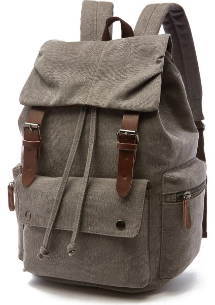 Koyu Haki Rahat Vintage Kanvas Sırt Çantası Seyahat Açık Sırt Çantası Unisex Rahat Öğrenci Fermuar Sırt Çantası Unisex Hem Erkekler Hem De Kadınlar Için (Yurt Dışından) modelleri