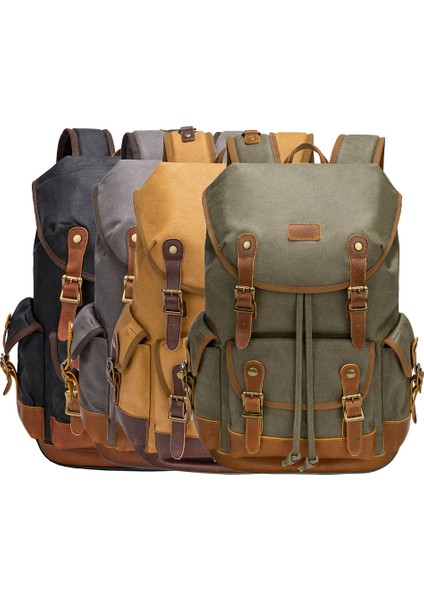 Yeşil Kanvas Sırt Çantası Özel Logo Su Geçirmez Dizüstü Bilgisayar Retro Vintage Sırt Çantası Seyahat Sırt Çantaları Çanta (Yurt Dışından) modelleri