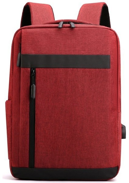 Kırmızı Erkek Sırt Çantası Çok Fonksiyonlu Su Geçirmez Çanta Erkek Iş Dizüstü Sırt Çantası USB Şarj Sırt Çantası Naylon Rahat Sırt Çantası (Yurt Dışından)